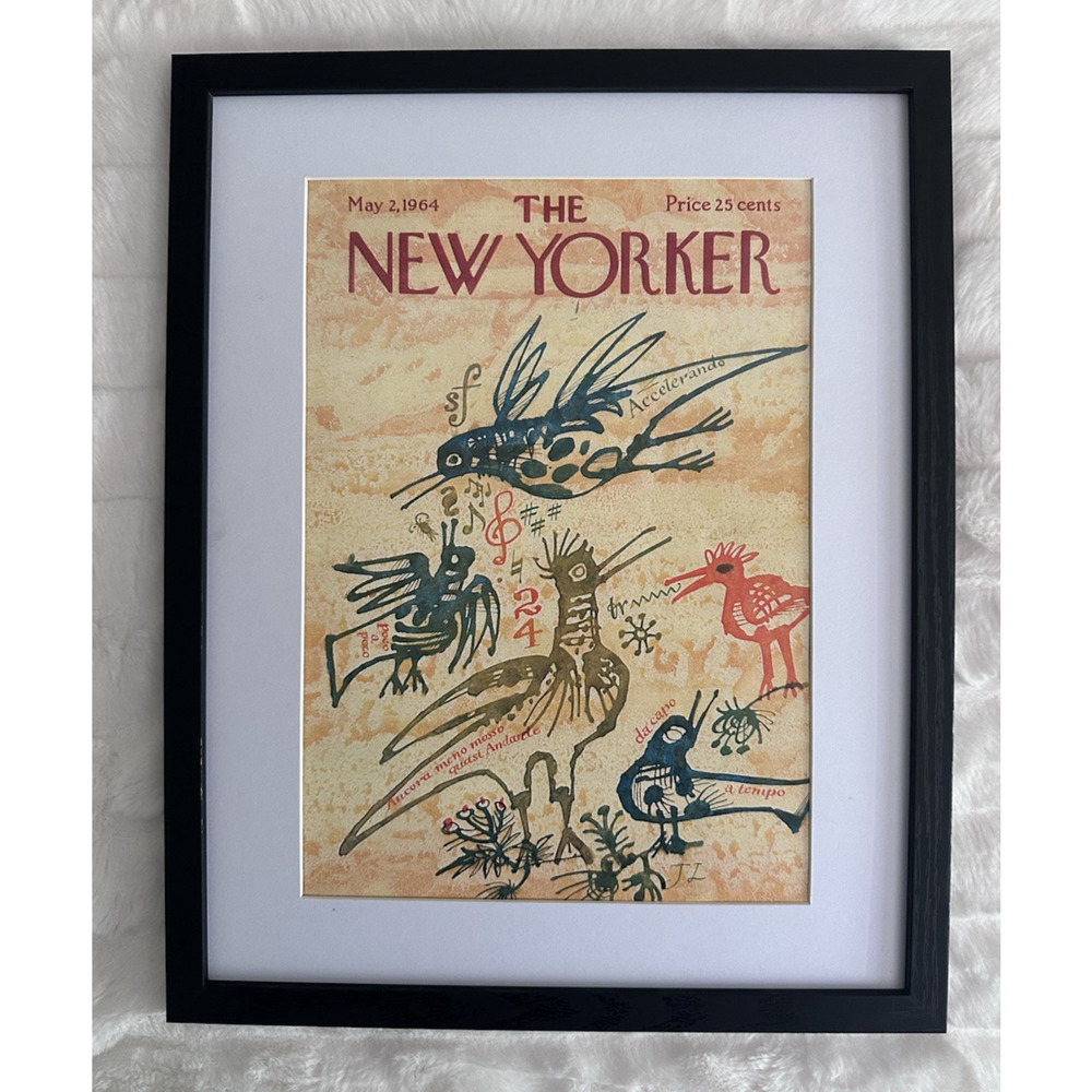 Framed 1964 The New Yorker Magazine May 2 Musical Birds Joseph Low